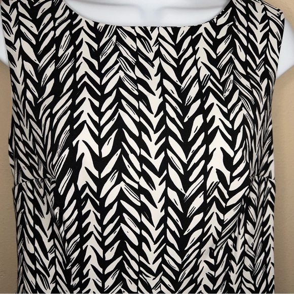 SIZE 10 RONNI NICOLE BLACK WHITE SHEATH DRESS HERRINGBONE PRINT  SLEEVELESS - Picture 2 of 12